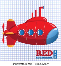 Submarine. Side view. Vector illustration.