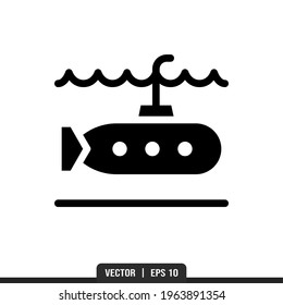 Submarine Silhouette icon vector, illustration logo template in trendy style. Suitable for many purposes.