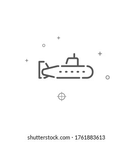 Icono de línea de vector simple submarino. Símbolo del ejército, pictograma, signo. Fondo claro. Trazo editable. Ajustar el peso de la línea.