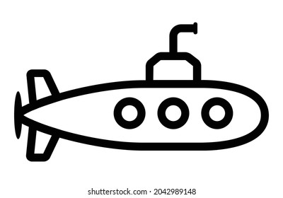 Submarine or submersible watercraft sub line art vector icon for apps and websites