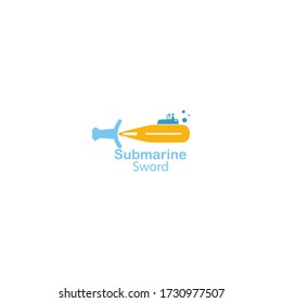 submarine sword logo design with simple style