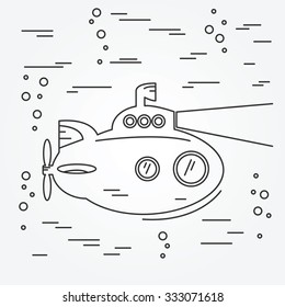 Submarine thin line icon. Vector.