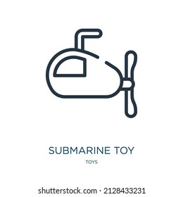 submarine toy thin line icon. ship, transport linear icons from toys concept isolated outline sign. Vector illustration symbol element for web design and apps.