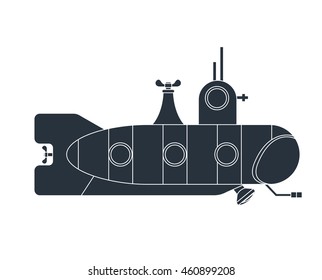 submarine transport aquatic icon vector graphic isolated