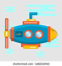 ilustración vectorial de transporte submarino en estilo plano