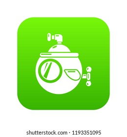 Submarine travel icon green vector isolated on white background