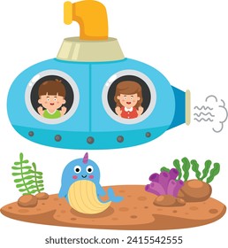 Submarine under sea concept illustration 