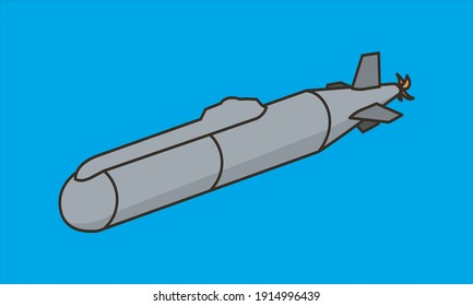 submarine underwater military transportation vector graphic illustration