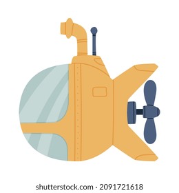 Submarine as Underwater Watercraft or Swimming Water Vessel Vector Illustration