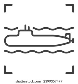 Submarine vector Army concept icon or sign in thin line style