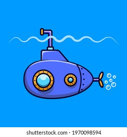 submarine vector art illustration, minimalist illustration icon, can be used for sticker, banner, poster, etc.