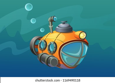 The submarine. Vector bathyscaphe.