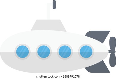 submarine vector flat color icon 