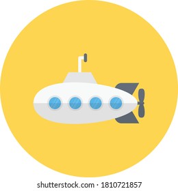 submarine vector flat color icon 