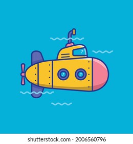 Submarine vector icon in cartoon style