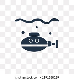 Submarine vector icon isolated on transparent background, Submarine transparency concept can be used web and mobile