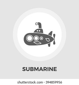Submarine vector icon isolated on the white background.