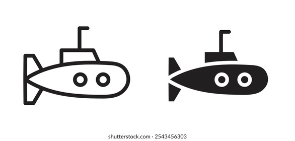 Submarine vector icon set in black.