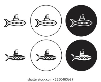 conjunto de iconos de vector submarino. símbolo submarino de la marina de guerra submarina nuclear de color negro.