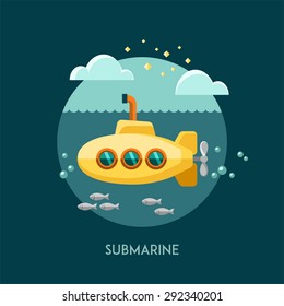 Submarine. Vector Illustration.