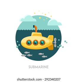 Submarine. Vector illustration.