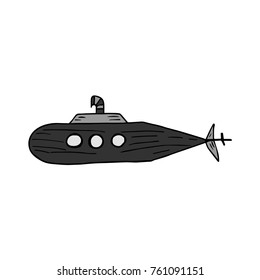 Submarine vector illustration. Doodle style. Design, print, logo, decor, textile, paper