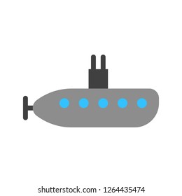 Submarine vector illustration, Watercraft flat design icon