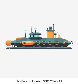 Submarine vector isolated on white