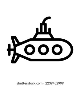 Submarine Vector Line Icon Design