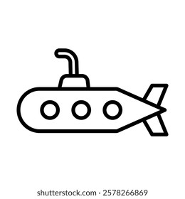 Submarine Vector Line Icon Design