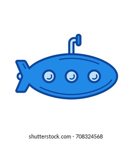 Icono de línea vectorial submarina aislado en fondo blanco. Icono de línea submarina para infografía, sitio web o aplicación. Icono azul diseñado en un sistema de cuadrícula.