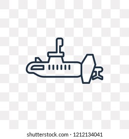 Submarine vector outline icon isolated on transparent background, high quality linear Submarine transparency concept can be used web and mobile