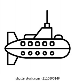Icono De Esquema Del Vector Submarino Aislado En Fondo Blanco
