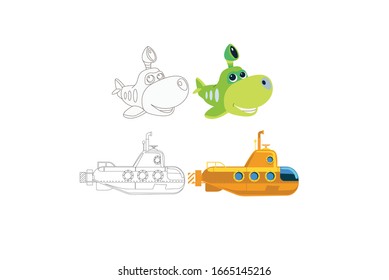 Submarine Vector Transportation Illustration Bundle
