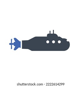 Submarino, icono de guerra, gráficos vectoriales