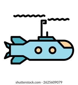 Icono de arma submarina. Esquema de Vector de arma submarina de color plano aislado