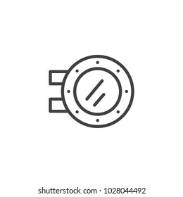 Submarine window outline icon. linear style sign for mobile concept and web design. Porthole simple line vector icon. Symbol, logo illustration. Pixel perfect vector graphics