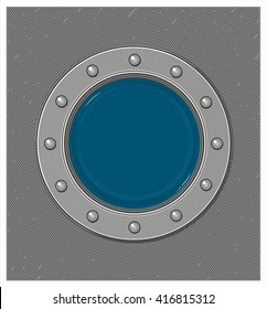 Submarine window or porthole with underwater view