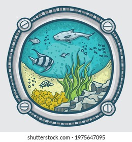 Submarine Window, Underwater. Sea, Ocean, Fish, Nature, Wildlife