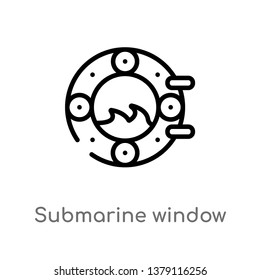 submarine window vector line icon. Simple element illustration. submarine window outline icon from nautical concept. Can be used for web and mobile
