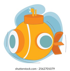 Submarine. Yellow submarine, Icon, illustration vector design of submarine. good for kids