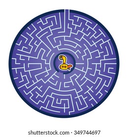 Submarine's Round Maze Game (help the submarine crew find way out of the maze - Maze vector puzzle)