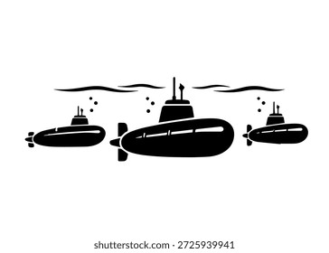 ícone de vetor submarinos em um fundo branco
Ícone de preto vetorial
