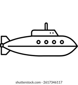 Submarne vector line art on white background