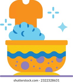 Submerge and soak the Shirt vector icon design, Housekeeping symbol, Office caretaker sign, porter or cleanser equipment stock illustration, Hand Wash Clothes concept