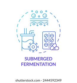 Submerged fermentation blue gradient concept icon. Pharmaceutical industry. Biotechnological cultivation. Round shape line illustration. Abstract idea. Graphic design. Easy to use in article