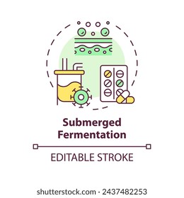 Submerged fermentation multi color concept icon. Pharmaceutical industry production. Biotechnological cultivation. Round shape line illustration. Abstract idea. Graphic design. Easy to use in article