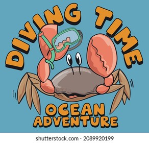 submersible crab illustration for t shirt printing