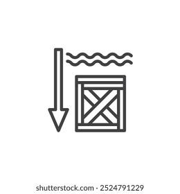 Symbol für Tauchlinie. lineares Design für mobiles Konzept und Webdesign. Vektorsymbol für die Objektunterwasserkontur. Fähigkeit, Unterwasser-Symbol zu funktionieren, Logo-Illustration. Vektorgrafiken