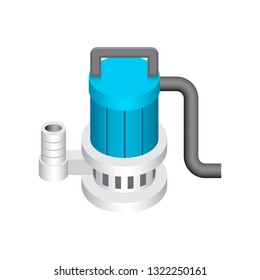 Submersible sewage pump vector icon. Also called electric submersible pump (ESP), slurry and dewatering pump. For Waste water drainage in factory and industry, sewage plant and construction area. 